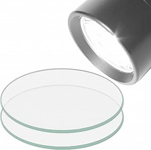 Glass Lens 1.57"(40mmx2mm)，Polished Edge Glass Lens Thickness 0.08" Lenses Clear Flat LED Light Lens 2pcs Set