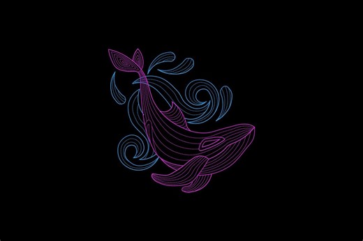 Whale With Waves Embroidery Design, Whale With Waves Machine Embroidery, 4 Sizes, Instant Download - Etsy UK