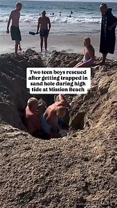 SoCal Reminder‼️ do not dig 3-5 foot holes in the ocean.. it’s against California’s coastal commission regulations.. Just don’t do it 🤯 A two teen year old boys caused quite a commotion after becoming stuck in the sand near Belmont Park in San Diego’s mission Beach. The incident l, which took place around early afternoon on Wednesday September 3rd, caused crowds to gather and witness and even help the rescue. The teen boys have been successfully extricated with no injuries.. Local summer is jus