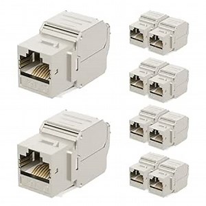 iwillink 10Gbps Shielded Cat6A Keystone Jack, 180 Degree Toolless Zinc-Alloy Housing RJ45 Keystone Jack, 10-Pack