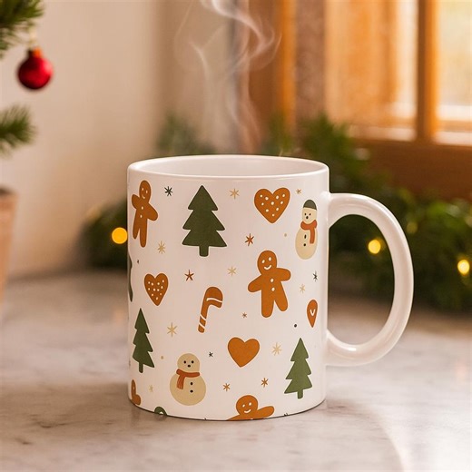 Gingerbread Man Mug, Festive Coffee Cup, Christmas Gift Idea, Holiday Kitchen Decor, Christmas Party - Etsy