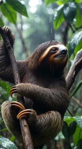 Gentle Sloth in Rainforest Canopy 🌿🦥 Slow Relax ASMR #asmrshorts #asmr #campfire #relax #natureasmr