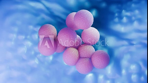 3D Medical Animation of MRSA Bacteria Staphylococcus Aureus Superbug Cluster
