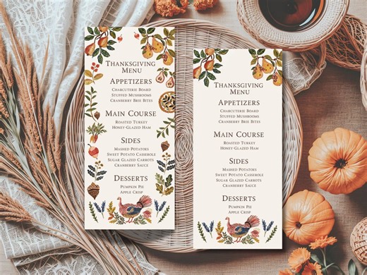 Editable Fall Thanksgiving Dinner Menu Template | Customizable Autumn Friendsgiving Digital Download | Printable Menu for Thanks Giving - Etsy