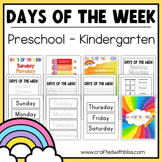 Days of the Week Worksheet Kit Preschool Kinder Printable Days of the Week Activities for Kids - Etsy
