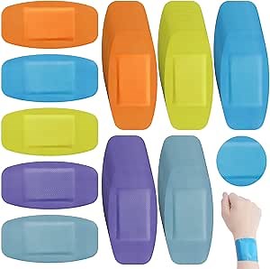 Sinmoe 100 Pcs Large Big Flexible Adhesive Bandages Wound Care Latex Free Fabric PE Bandages for Care and Protect Wounds, 2 x 4 Inch(Fluorescent Color)