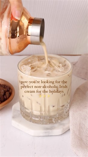 Mocktail Recipes | Natalie Battaglia on Instagram: "A ✨batch✨ or single serve non-alcoholic Irish cream that can be made in minutes! Introducing my ‘Baileys’ mocktail that goes viral every year for good reason! It’s rich, creamy and decadent…everything you’d expect from the perfect Irish cream. ✨Say CREAM and I’ll send the full recipe with batch instructions and servings tips✨ Ingredients 3/4 cup milk of your choice (I used regular full cream milk) 1 espresso shot (instant coffee method below -