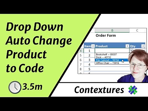 Excel Drop Down List Automatically Changes Product Name to Code