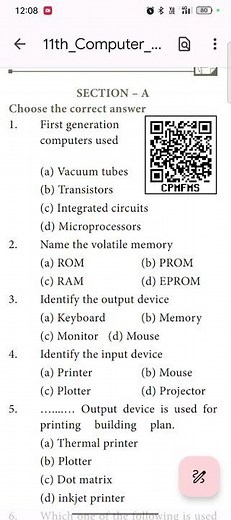 XI COMPUTER SCIENCE ONE MARK CHAPTER 1 PART 1