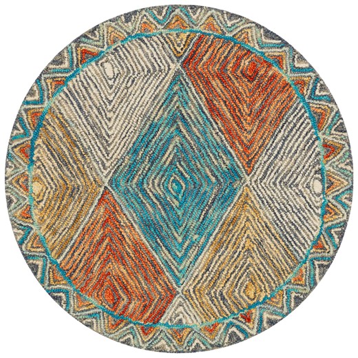 Dakota Fields Morecambe Geometric Handmade Hooked Wool Blue Area Rug & Reviews | Wayfair