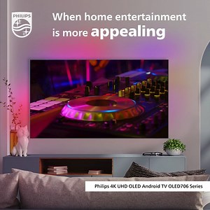 Designed for console gaming 🎮 with HDMI 2.1 connectivity, when there's a Philips TV OLED706 at home, nothing else matters much. This Android TV with 4K UHD resolution on an OLED panel where blacks are darker and whites brighter for that dazzling viewing experience, supports smooth fast-action gameplay thanks to Variable Refresh Rate (VRR). Meanwhile, Auto Low Latency Mode (ALLM) automatically switches to an ultra-low-latency setting as soon as the console is plugged in. #PhilipsTV #OLED706 #OLE