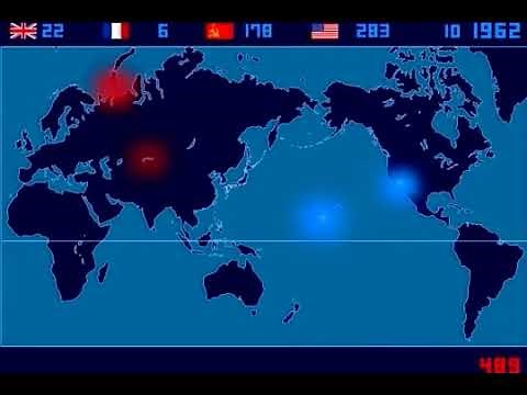 A Time Lapse Map of Every Nuclear Explosion Since 1945 - by Isao Hashimoto