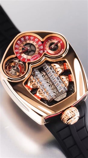 JACOB & CO. on Instagram: "A car you can wear. A watch you can drive. The @bugatti Tourbillon channels the hypercar’s adrenaline through its engine block movement and dashboard-inspired time display — a true machine for the wrist. 52 x 44-mm rose gold case V16 engine block automaton 30-second flying tourbillon Twin power reserve Jumping retrograde hours and retrograde minutes #jacobandco #inspiredbytheimpossible"