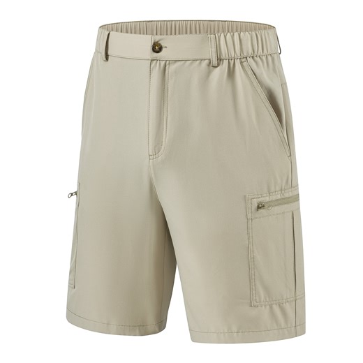 Tyhengta Men's Hiking Cargo Shorts Lightweight Outdoor Work Shorts for Men Travel Golf Camping Casual with 3 Zipper Pockets light khaki 2XL