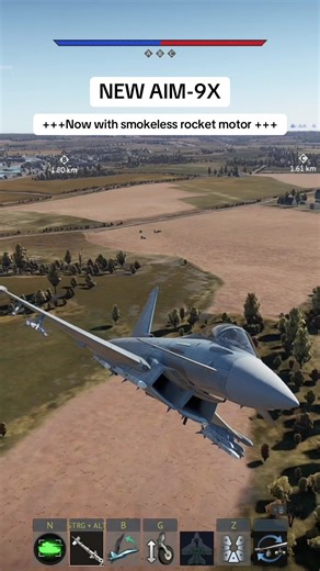 New AIM-9X with smokeless rocket motor. Dev servers are up again until 18th. You now won’t even see it coming. Thank you to @Nomysz_xD for launching it at me 😂 #aim9x #ef2000 #eurofighter