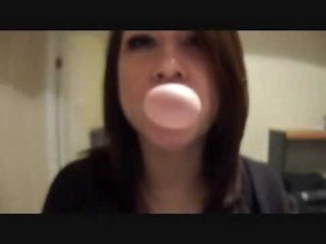 Blowing bubble gum bubbles
