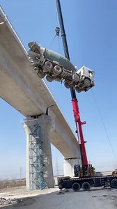 1.2M views · 6.2K reactions | 46_Crane lift one concrete tank truck on bridge roof #crane #concretetruck #truck #concretetanker #foryourpage #foryou # | KN-Video | Facebook