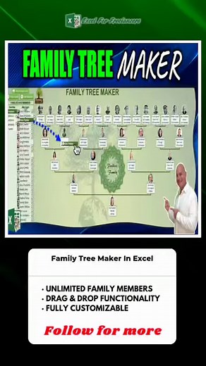 Learn how to create a Family Tree Maker in #excel 👨‍👨‍👧‍👦🌳. Watch the free training video 👉Link in my bio #familytree #excelskills #vba #excelforfreelancers #trending #fyp #fypシ #viral #viralpost | Excel For Freelancers