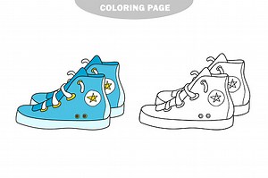 Simple coloring page. Running Shoe to be colored, the coloring book...