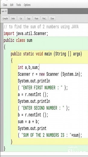 ADD 2 NUMBERS IN JAVA ( WITH USER INPUT ) | SUM OF 2 NUMBERS IN JAVA