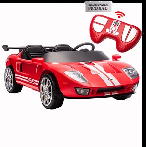 Hyper 12V Ford GT Convertible, Battery Powered Ride on Toy for Kids Ages 3 , Red, with Remote Control