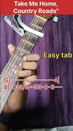 Easy Country Roads Guitar Intro Tabs Tutorial 🎸