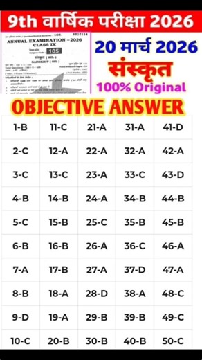 20 March Class 9th Sanskrit Viral Question Paper 2026 || class 9 annual exam sanskrit viral paper