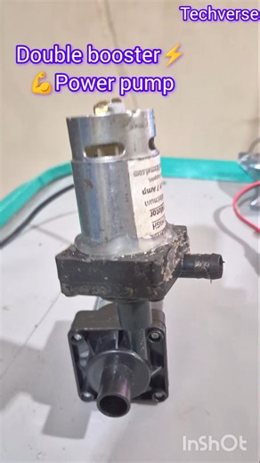 12V Double Booster Power Pump 😱 | Extreme High Pressure🔥 #shorts #experimnent #dcmotor #waterpump