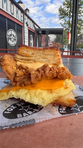 Barbecue Brunch today at Fox Bros West Side! Today we have our Chicken Fried Steak Biscuit. 10am to 3pm while they last! | Fox Bros Bar-B-Q