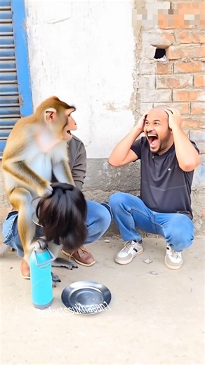 Monkey Copies Bald Swipe Perfectly 😂🐒🔥 #shorts #viralshorts #shortfeed