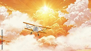 2d Animation aircraft fly in the sky.