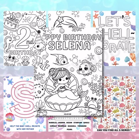 Personalized Mermaid Birthday Activity Book for Kids (digital Download) - Etsy