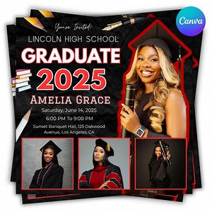 Editable Graduation Party Invitation | Class of 2025 Canva Template - Etsy Canada