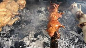 This video shows a roasting Guinea Pig (cuy) in Cuenca, Ecuador. Cuy is a traditional dish in the Andes.