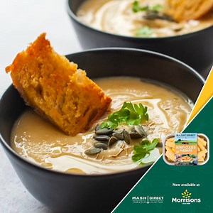 Our deliciously sweet Honey Glazed Parsnips are now available at Morrisons and we've got a soup-er recipe that will see you through the winter months! Created by Lili Forberg Photography this Creamy Roast Parsnip & Garlic Soup is packed full of flavour and perfect for a hearty pick me up. 🧄🥣 Find the full recipe here mashdirect.com/recipes/roast-parsnip-garlic-soup/ | Mash Direct