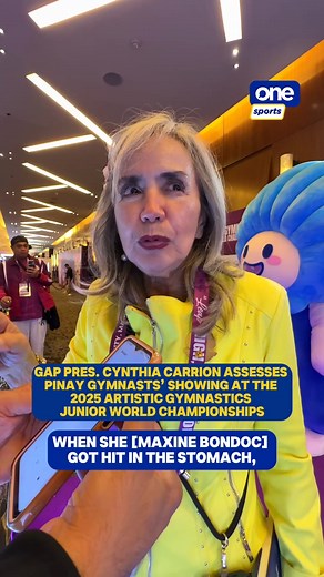 ‘THEY GET THE JITTERS’ GAP President Cynthia Carrion assesses that while the Filipina gymnasts are trying their best, they need to join more competitions to overcome jitters, build strength, and get used to the pressure of the big stage such as the 2025 Artistic Gymnastics Junior World Championships. | via Luisa Morales, LJ Abadinas/One Sports #OSOnTheSpot #GymnasticsPH #JWCH2025 | One Sports