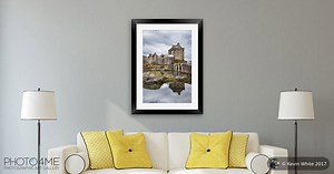Eilean Donan Castle Reflection Picture Framed & Mounted Wall Art in Colour by Kevin White ID #659467