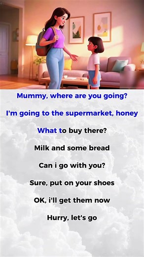 Easy English Conversation To Practice Listening| Easy conversation "Can i go out with you, mom?"