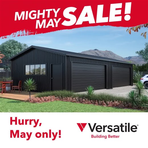 Our Mighty May Sale is on now! Save big with 15% off all kitset Garages and Farm Buildings*. Build with a brand you can trust. Talk to the Versatile Invercargill team today. *Terms, conditions, and exclusions apply. | Versatile | Facebook