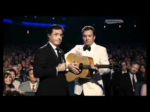 Jimmy Fallon and Stephen Colbert sing at the emmys