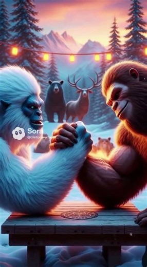 #funny yeti arm wrestling bigfoot