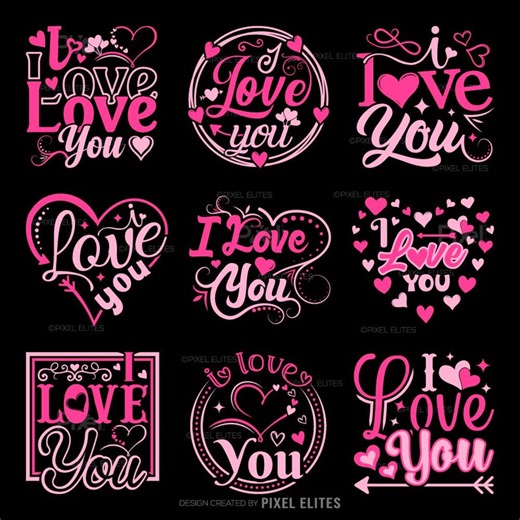 I Love You SVG Cut File Bundle | Valentine's Day Romantic Quote T-shirt Design Bundle for Cricut | Dxf, Eps, Png - Etsy