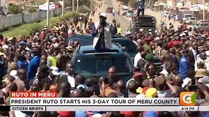 Ruto in Meru: President Ruto starts his 3-day tour of Meru county. Ruto launched construction of roads in Buuri. Ruto set to tour nine constituencies in the region #CitizenBriefs | Citizen TV Kenya