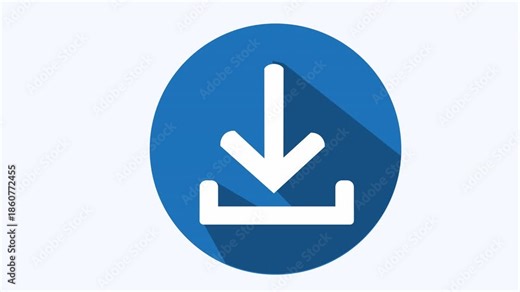Download icon with arrow in blue circle great for websites, apps, digital platforms, file sharing services, and technology projects.