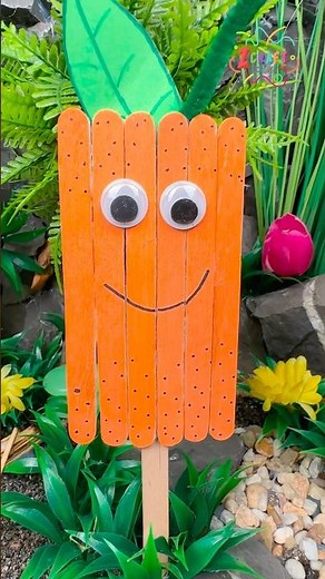 DIY Orange 🍊 Wooden Popsicle Sticks | Easy Craft for Kids #diy #craft #craftyfun #kids