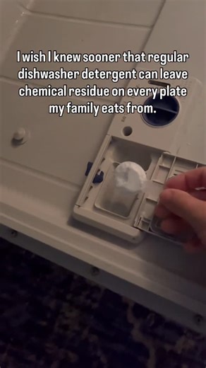 Meaghan Williamson on Instagram: "I wish I knew sooner that regular dishwasher detergent can leave behind residues that stick to the plates, cups, and utensils my kids use every day. Most of us don’t think twice about it because the dishes look clean. But here’s what most people don’t realize. Many conventional detergents contain things like synthetic fragrance, dyes, and surfactants that don’t fully rinse off. Even in a high heat cycle, trace amounts can stay on your dishes. And since little on