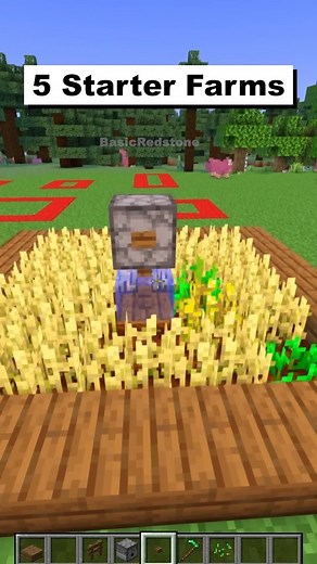 BasicRedstone on Instagram: "5 Starter Farms in Minecraft! #minecraft #minecrafttutorial #minecraftfarm"