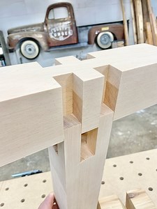 7.5M views · 60K reactions | Four post wood joint. Similar to a castle joint but the cross piece isn't two individual lapped pieces | The Dusty Lumber Co. | Facebook