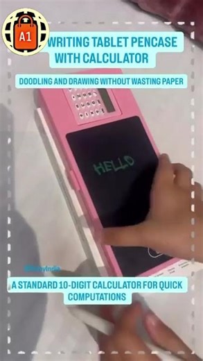 *3-IN-1 LCD DRAWING PEN CASE WITH WRITING DIGITAL PAD, COMPASS BOX & CALCULATOR CASE RATE DM/-*