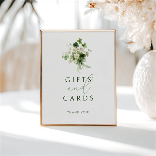 Lucky in Love Bridal Shower Printable Template, Cards and Gifts Sign Shamrock, Irish Theme Table Sign, LLP281 - Etsy